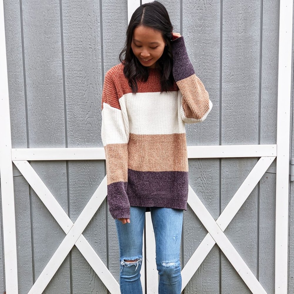 Bonfire Nights Colorblock Chenille Sweater